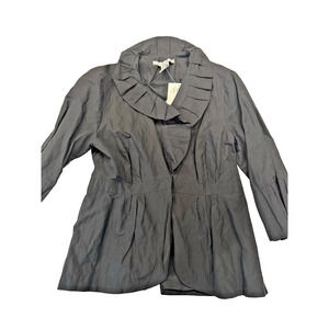 $105 New Cabi Women’s 6 Linen Black Flare Sleeve Blazer Coquette Ruffle Cottage